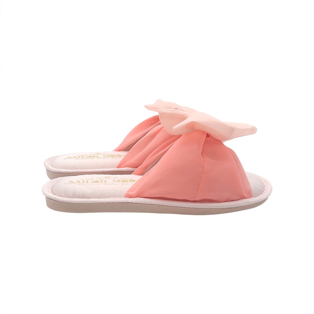 Womens Plush Satin Open Toe Memory Foam Spa Slippers for Ladies with TPR Sole Bow Band Home Slides Slippers