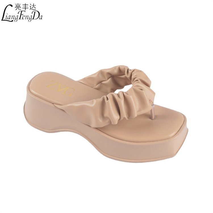 designer sandals High Quality Summer PU Flip-flops Slippers For Women Custom Logo Platform Ladies Slides Slippers heel protection