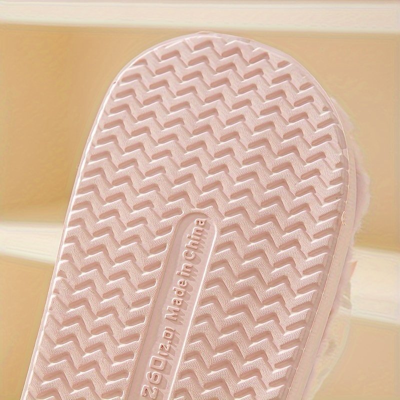 Ladies Cute Pink Lace Bow Home Plush Cotton Slippers for Autumn and Winter Comfortable Non-Slip and Durable Warm Style