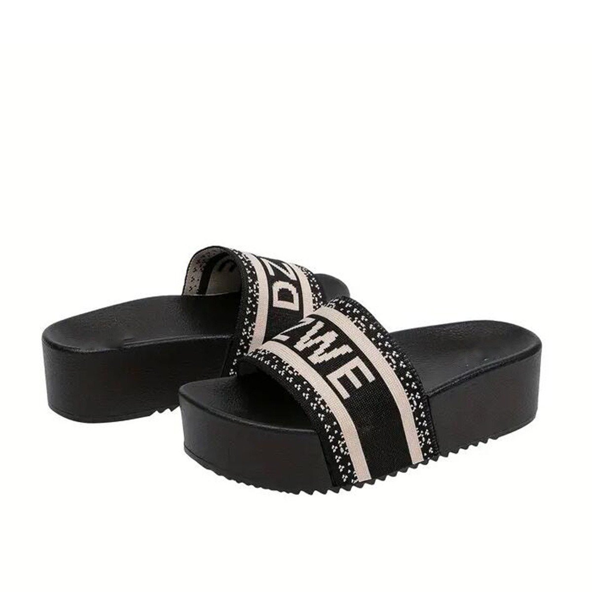 Letter custom wedge diamond rhinestone sandals slippers beach slides personalized new design for women black