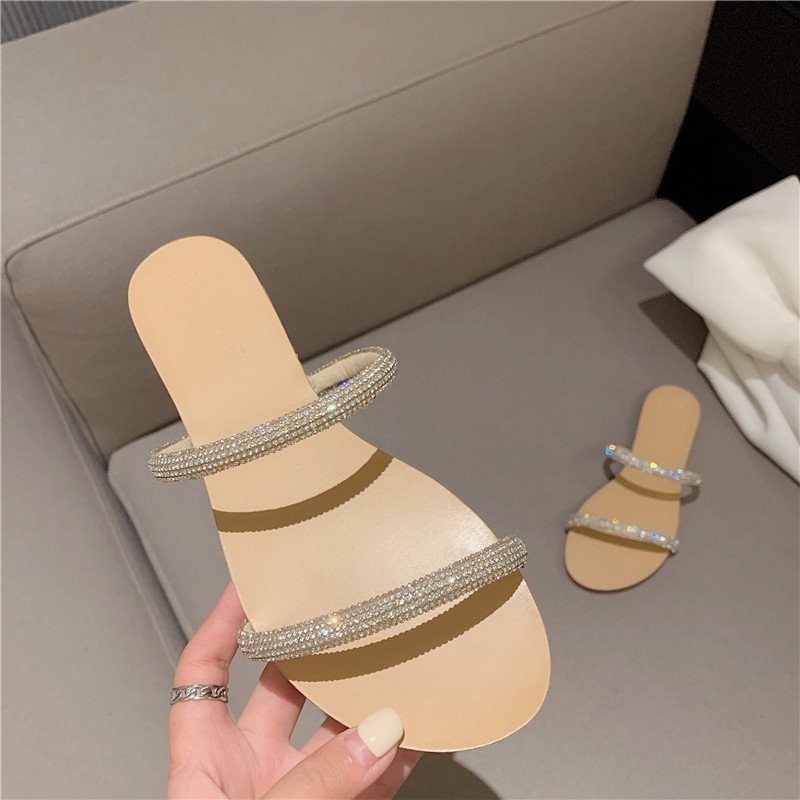 Summer Beach Flat Ladies Two Band Slippers and Sandals New Design Slide Slippers for Women Outdoor Slippers