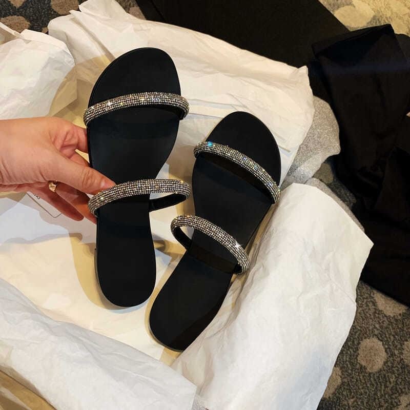 Summer Beach Flat Ladies Two Band Slippers and Sandals New Design Slide Slippers for Women Outdoor Slippers