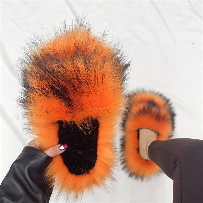 2024 Wholesale Hot-selling New Round Head Plush Warm Winter Ladies' One Strap Slides Slippers Indoor Women's Shoes