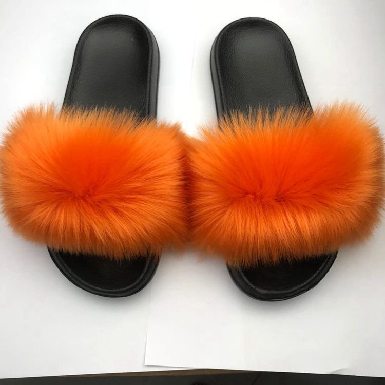 Greatslides Rainbow Female Fashion Flat Sandals For Women,Custom Fuzzy Slippers Faux Fur Fashion Fur Slippers For Women