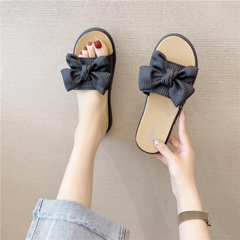 women cheap sandals ladies slippers bow knot durable sole PVC slippers for women