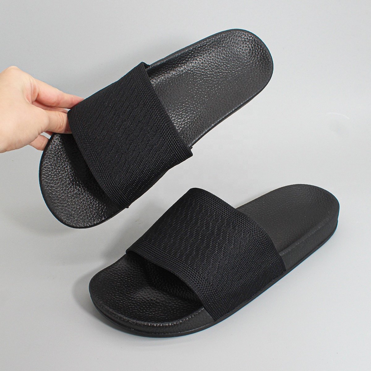 Happyslides NEW Arrival Outdoor Casual flying weaving black upper men's shoes sandals slippers for men