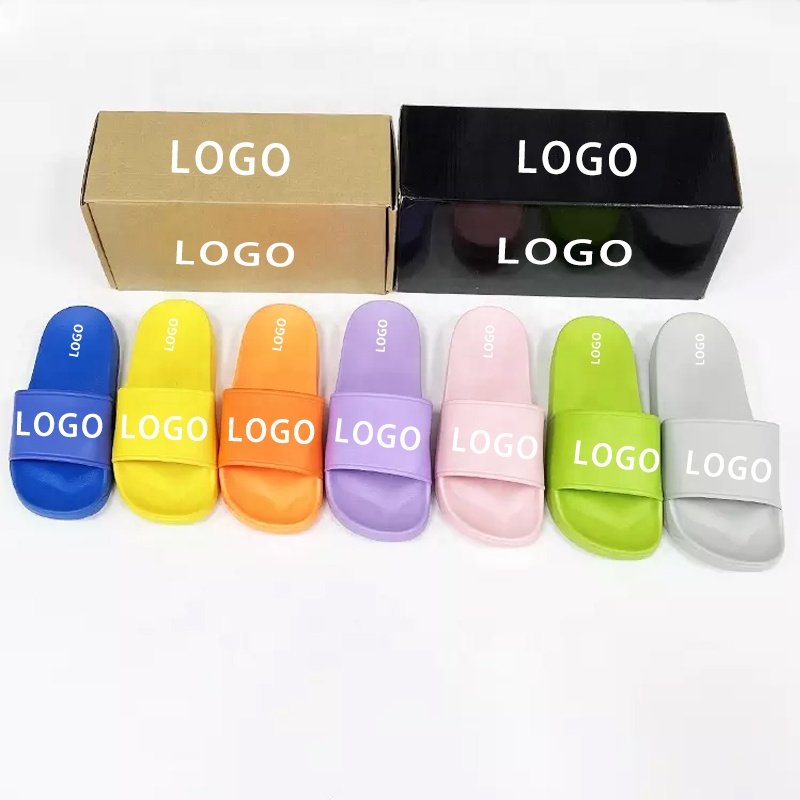 Hot Sale Custom Logo Slides 3D Rubber Slippers Slides Mens Women Logo Printing Slides Slippers