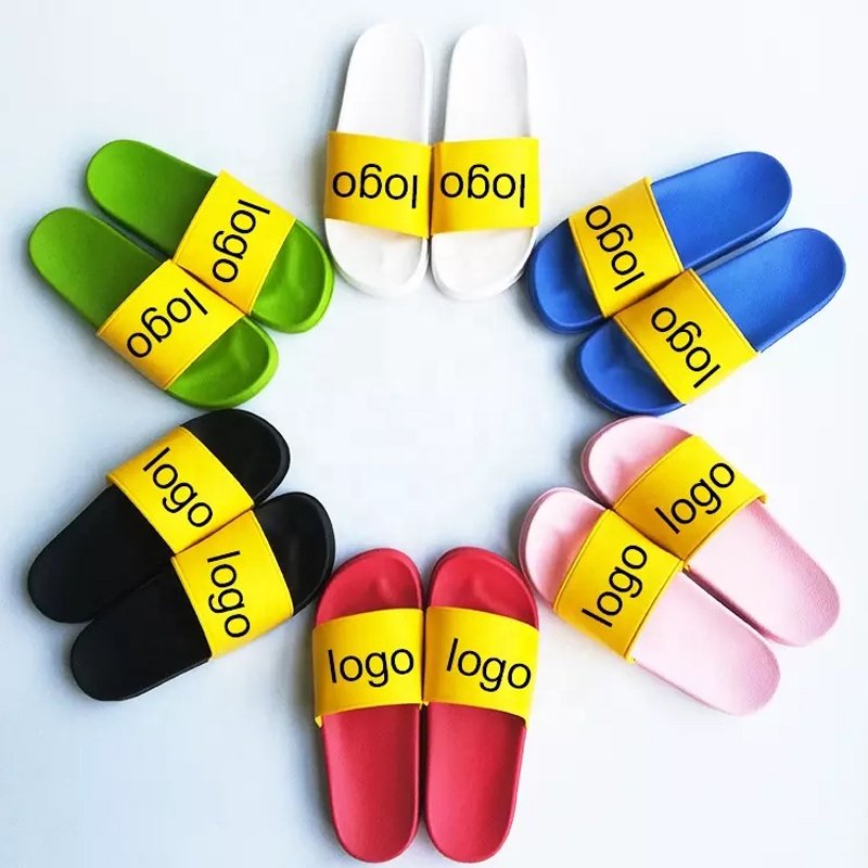 Hot Sale Custom Logo Slides 3D Rubber Slippers Slides Mens Women Logo Printing Slides Slippers