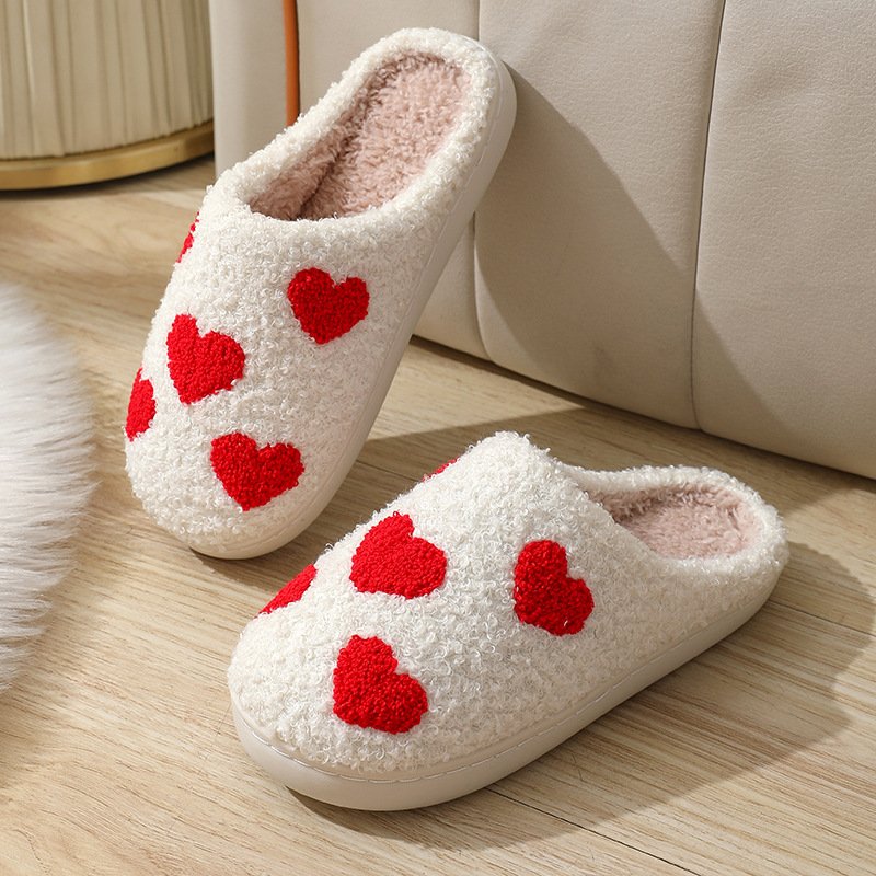 Trendy Chancleta Cute Rainbow Cartoon Unisex Lady Man Couple Winter Soft Fleece Flat Plush Fluffy Fur Home Slippers For Women