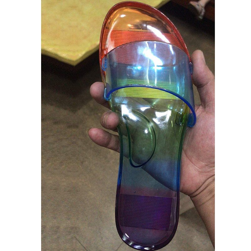 Wholesale candy color womens summer jelly slipper sandals ladies crystal transparent strap nude slides