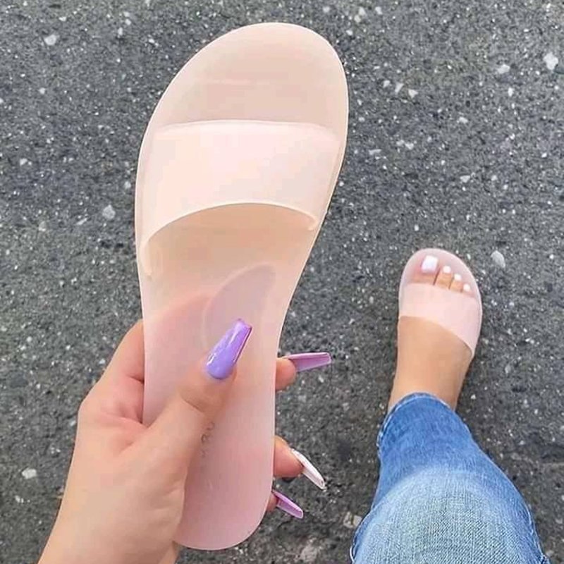 Wholesale candy color womens summer jelly slipper sandals ladies crystal transparent strap nude slides