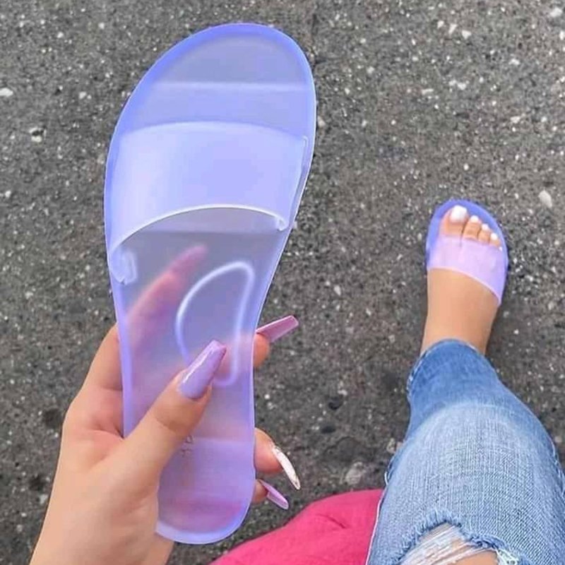 Wholesale candy color womens summer jelly slipper sandals ladies crystal transparent strap nude slides