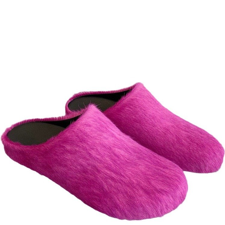 New Styles 2024 Casual Outdoor Light Leather Flat Fluffy Custom Fashion Fur Ladies home Femme Slides Slippers for men and women