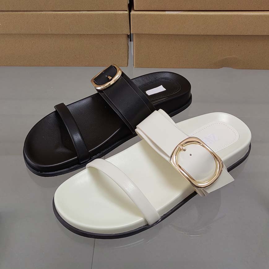 Large Size 42 Famous ZA Shoes 2024 Summer Outdoor Thick Bottom Slippers for Women Designer Beach Slides Slippers