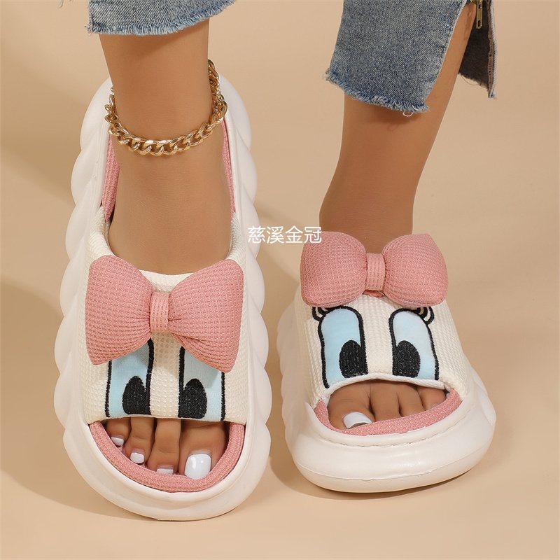Cow Cotton Slides Slippers Cartoon Animal Shape Shoes Women Four Seasons Home Linen Slippers