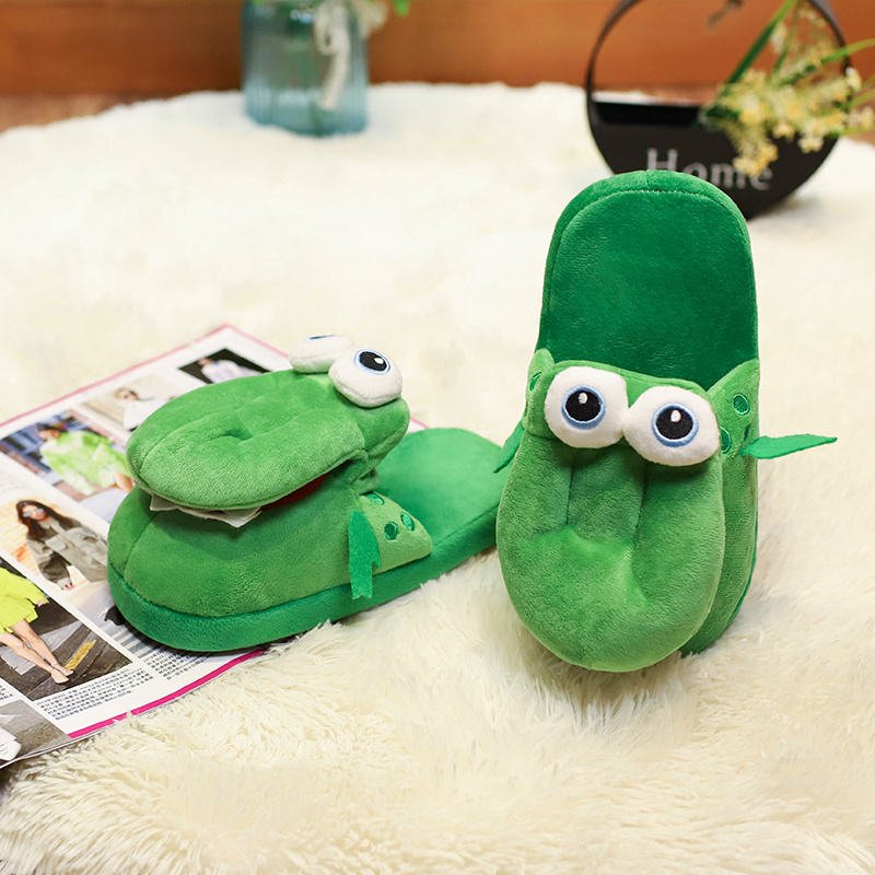 Funny cute cartoon animal fluffy moving crocodile stuffed slippers for women