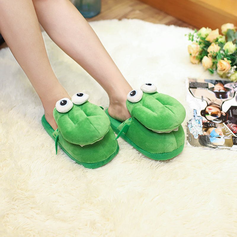 Funny cute cartoon animal fluffy moving crocodile stuffed slippers for women