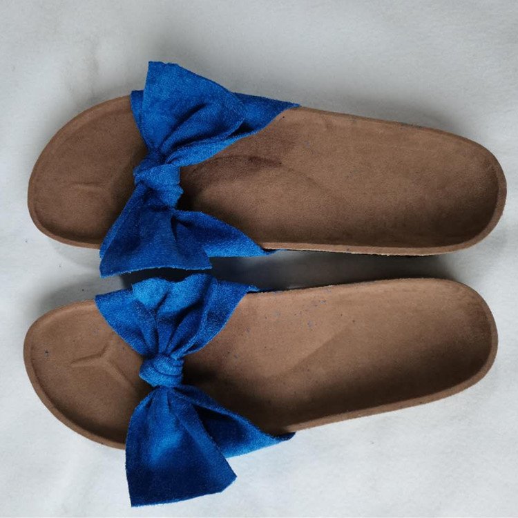 New Beach Shoes Bow Knot Decor Platform Women Slippers Wide Fit Open Toe Lady Mules Comfy Female Slide Sandals