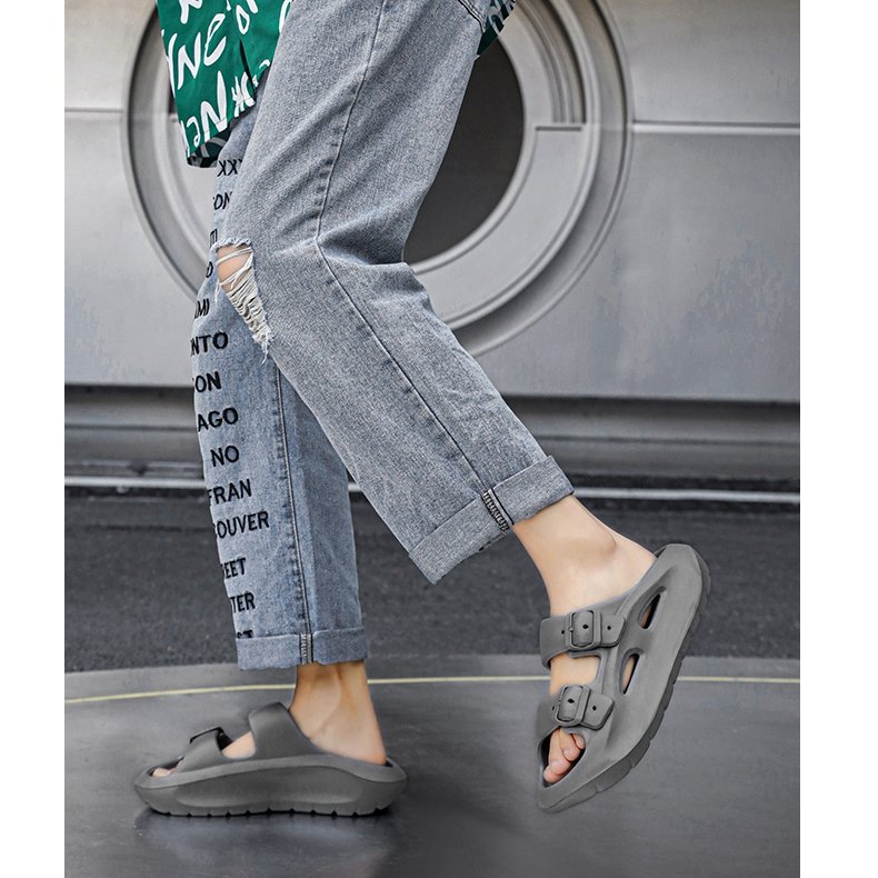 Custom Logo With Small MOQ slide sandals Cloudy EVA Hoop & Loop Adjustable Slides Slippers For Men