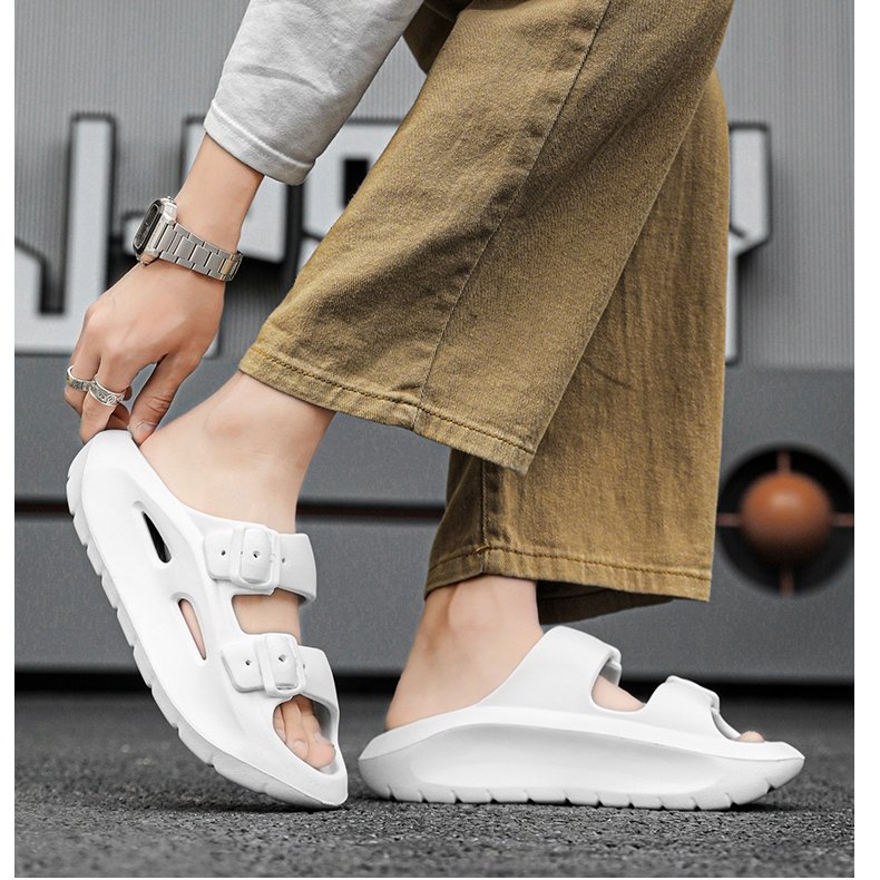 Custom Logo With Small MOQ slide sandals Cloudy EVA Hoop & Loop Adjustable Slides Slippers For Men