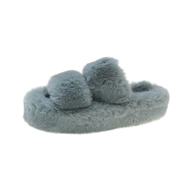 hot sale Winter Home fleece lined Slippers Shoes Ladies Cross Female Open Toe Slides Women Maomao slippers female