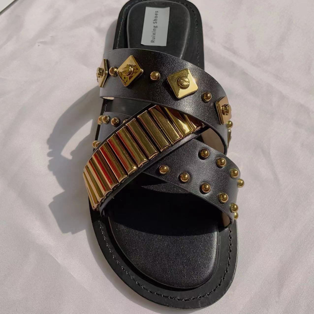 2024 ZA flat shoes the latest popular slides slippers thick soles fancy flat slippers for women