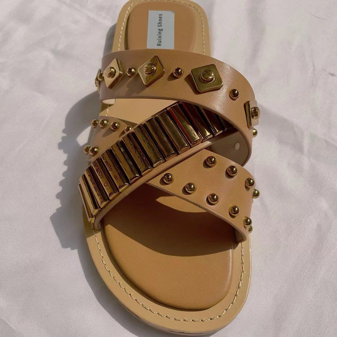 2024 ZA flat shoes the latest popular slides slippers thick soles fancy flat slippers for women