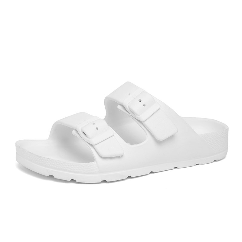 Men's Summer Open Toe Brand Simple Sandals Double Buckle Non-Slip Comfortable Breathable Light Weight Soft EVA Slides Slippers