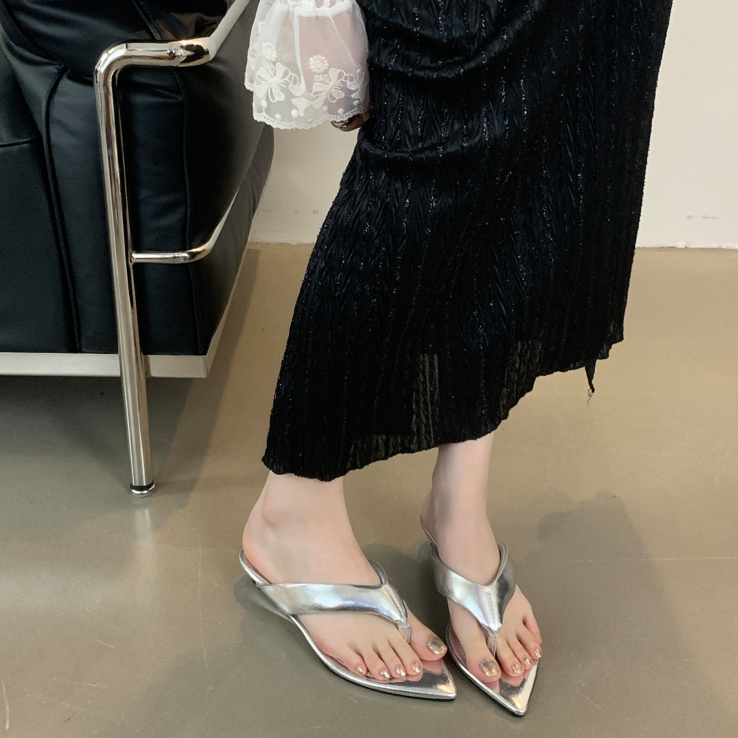 618-3 Simple pinch toe new summer French women slides slippers trend fashion ladies summer slippers