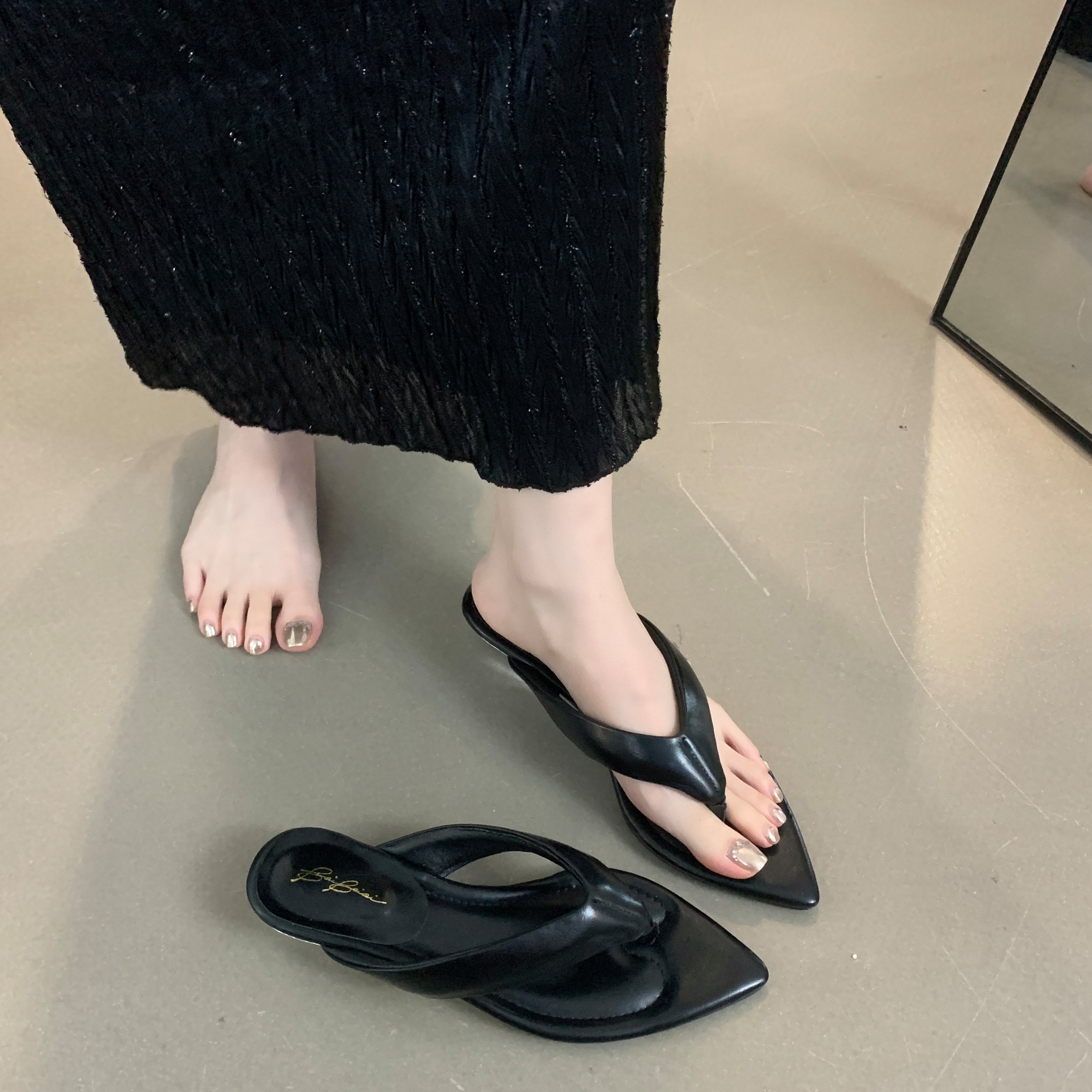 618-3 Simple pinch toe new summer French women slides slippers trend fashion ladies summer slippers
