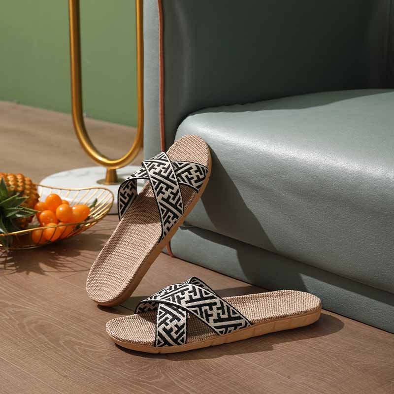 Guaranteed Quality Hemp Indoor Slippers Hard Wearing Light Weight Breathable Ladies Slide Slippers