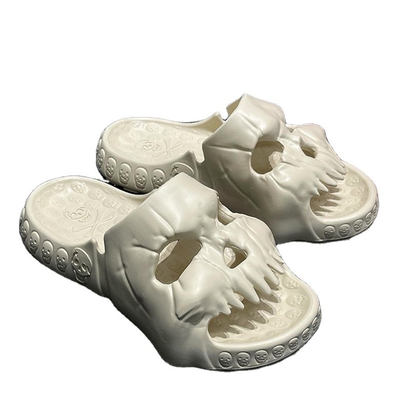 New Summer Personalized Slides for Women Men Soft Slipper Flat Unisex Couple Stylish Skull Design Slippers