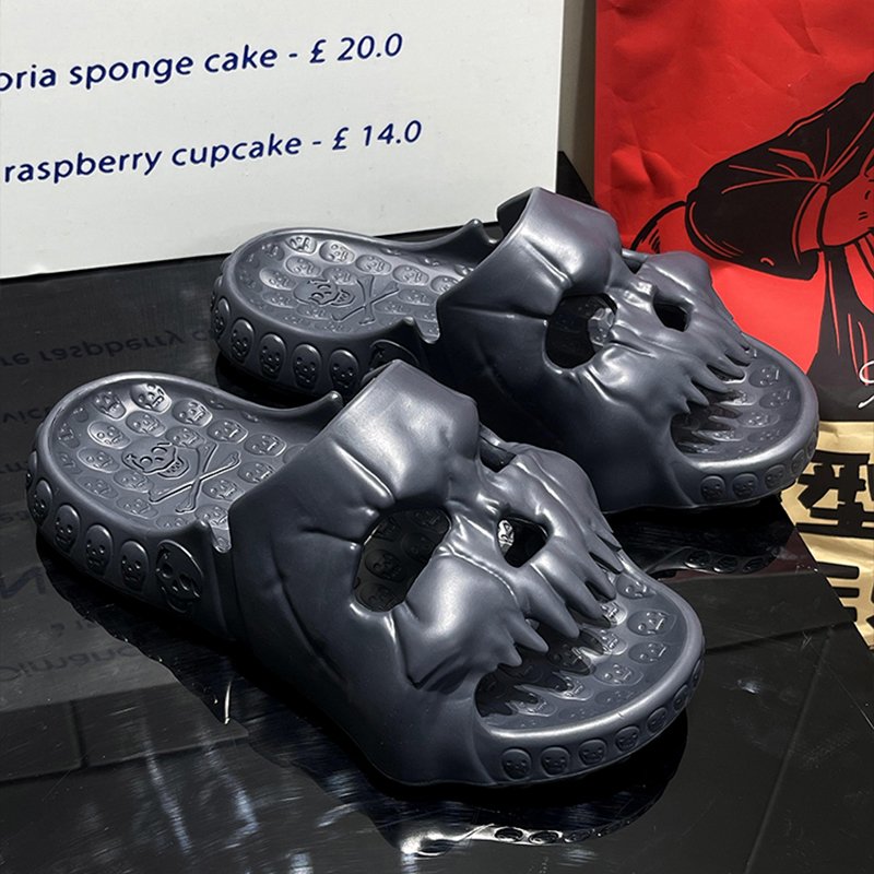 New Summer Personalized Slides for Women Men Soft Slipper Flat Unisex Couple Stylish Skull Design Slippers