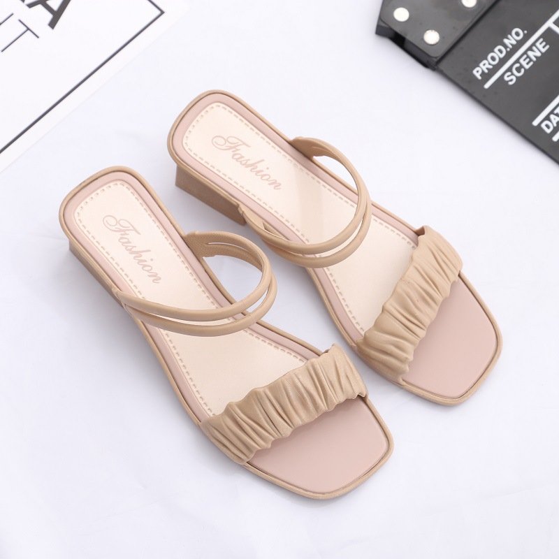 summer heels new sandals and slippers latest platform chunky heels mid women's pumps designer female bow high heels