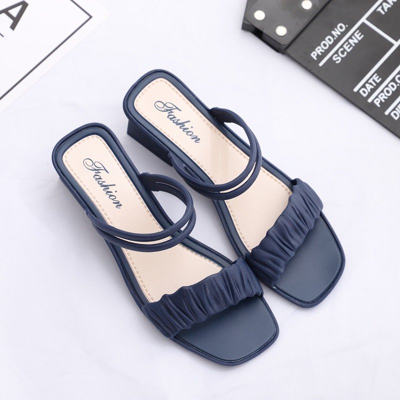 summer heels new sandals and slippers latest platform chunky heels mid women's pumps designer female bow high heels
