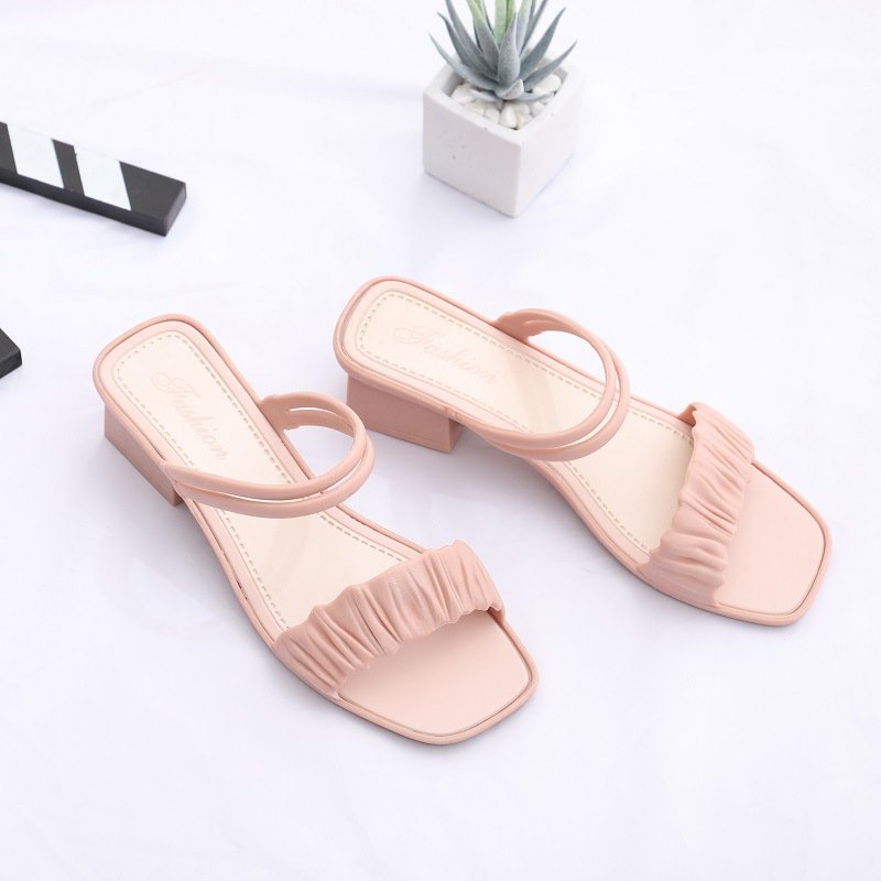 summer heels new sandals and slippers latest platform chunky heels mid women's pumps designer female bow high heels