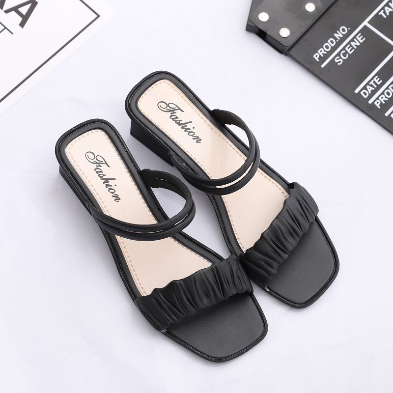 summer heels new sandals and slippers latest platform chunky heels mid women's pumps designer female bow high heels