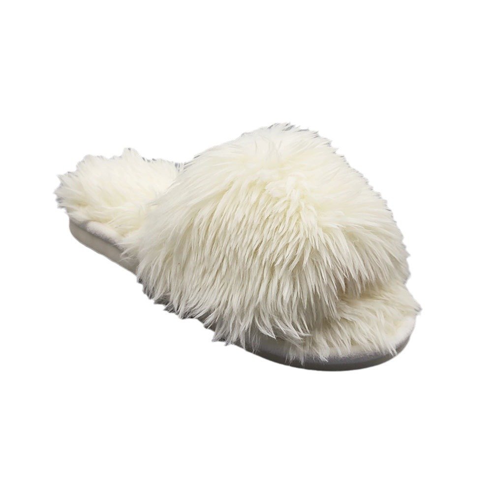 Warm Winter Fur Slides Footwear Plush Flat Indoor Slippers for Women Winter Womens Ladies Home Slippers