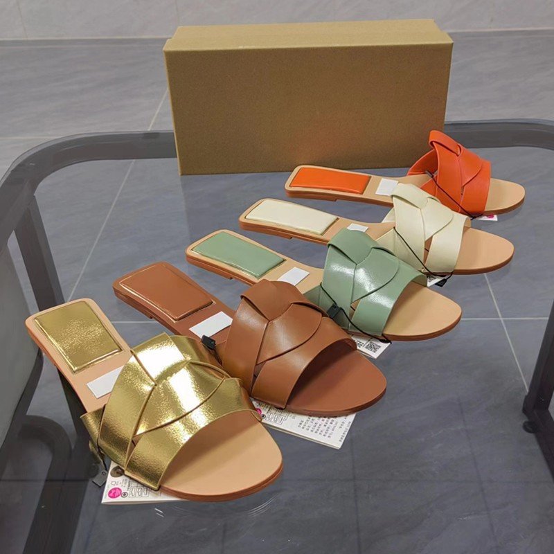 Women Cross Belt Flat Slide Best Sellers Lady Shoes For Outdoor Casual Soft PU Leather Slide Slippers