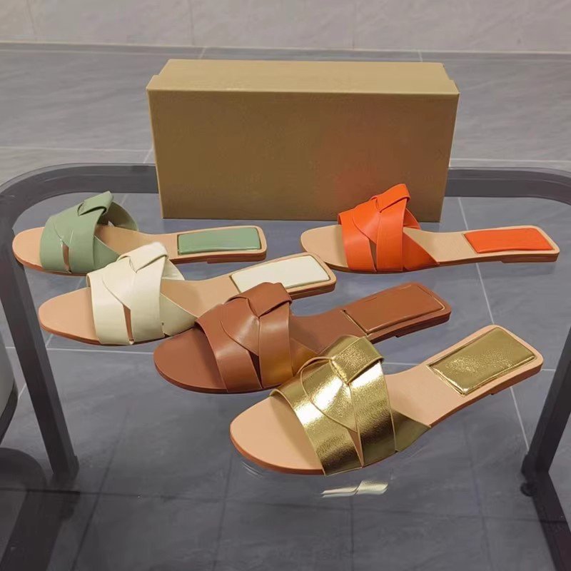 Women Cross Belt Flat Slide Best Sellers Lady Shoes For Outdoor Casual Soft PU Leather Slide Slippers
