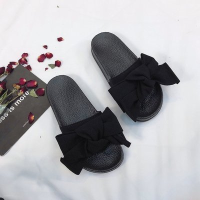 large size women's shoes popular in summer indoor outdoor 2024 Europe new bow flat bottom slippers women's casual flip-flops
