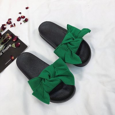 large size women's shoes popular in summer indoor outdoor 2024 Europe new bow flat bottom slippers women's casual flip-flops