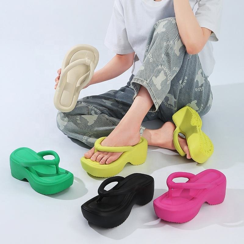 wholesale thick height add sandals slides eva foam outdoor platform beach casual Women flip flops flip-flops slippers for women