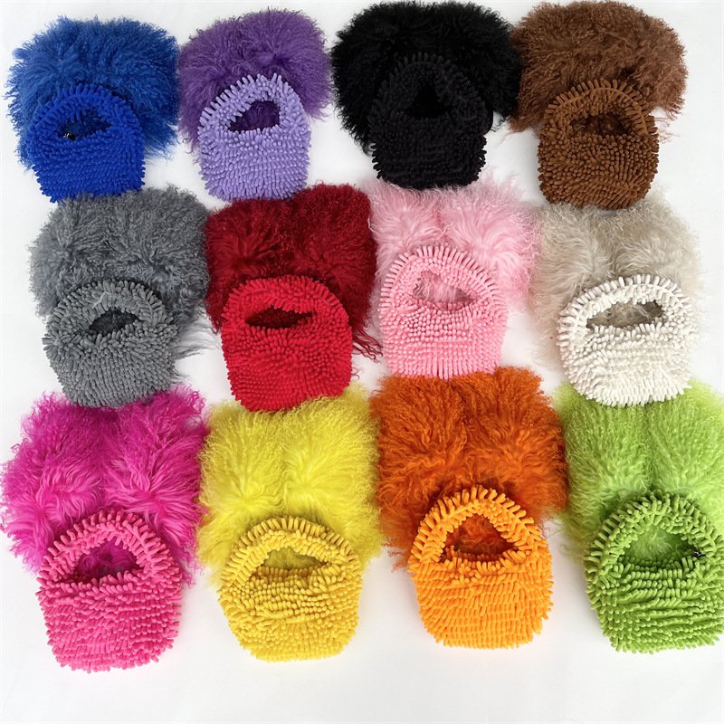 Winter Hot Sale Sheepskin Long Hair Fluffy Plush Custom Home Slippers Fashion Fur Slippers For Women
