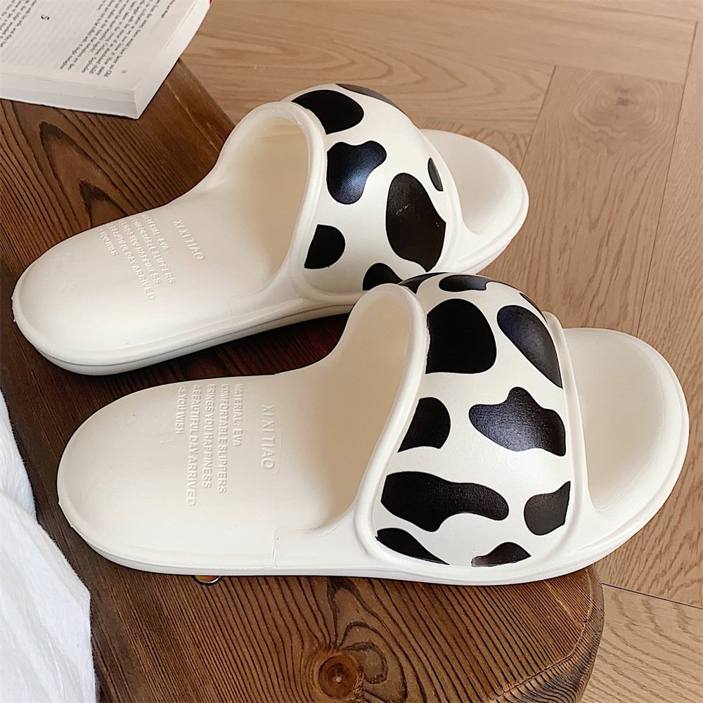 XIXITIAO summer cow print animal shaped ladies slippers house women shoes men flat soft thick sponge sole cute slides slippers