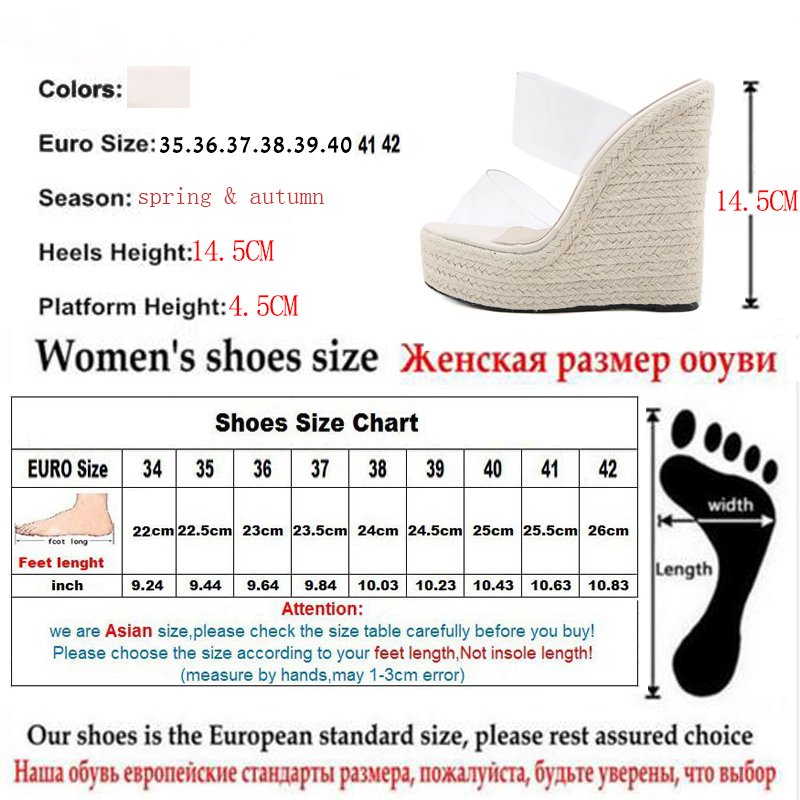 Femmes Chaussures 42 Summer High Heels Pleated Slippers Round Toe Slides Out sid 2021 NEW Elegant PVC Women Shoes Wedges Sandals