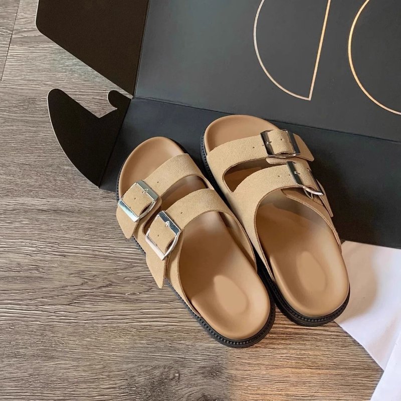 Plus size platform slippers women 2024 New French casual soft bottom slide slippers