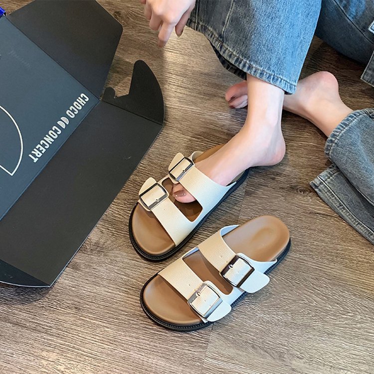 Plus size platform slippers women 2024 New French casual soft bottom slide slippers