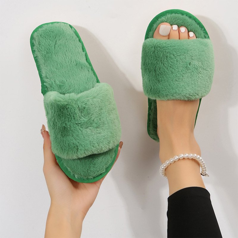 New arrival custom logo cotton fur slippers sip on ladies rhinestone plush indoor slides designer women's furry house slippers