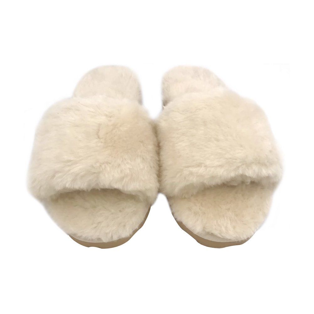 Women's Flat Sandals Memory Foam Fuzzy Open Toe House Slippers Mules Indoor Outdoor Ladies Slip On Fur Slide Slippers